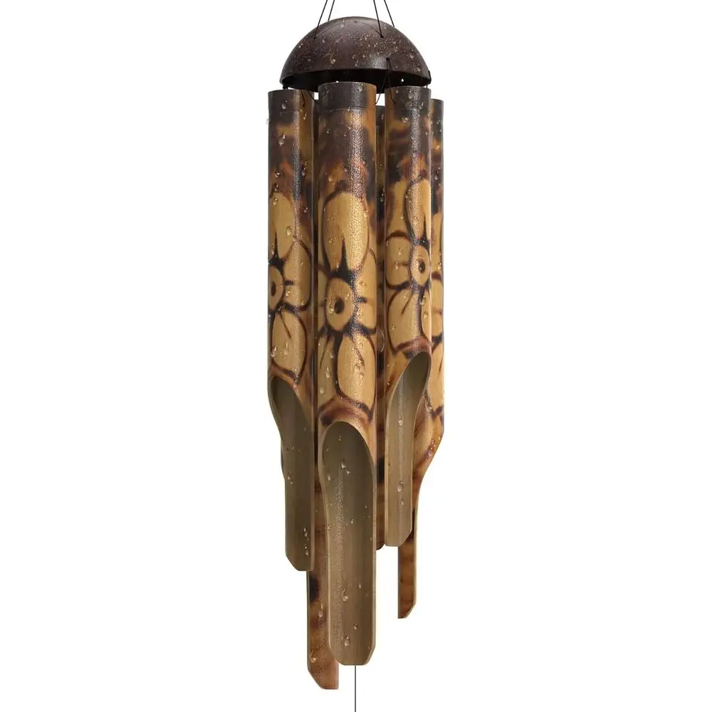 

Бамбуковые ветряные колокольчики - уличные деревянные ветряные колокольчики, большие, с цветочным узором и кокосовой короной, ручной работы, с успокаивающим глубоким звучанием.