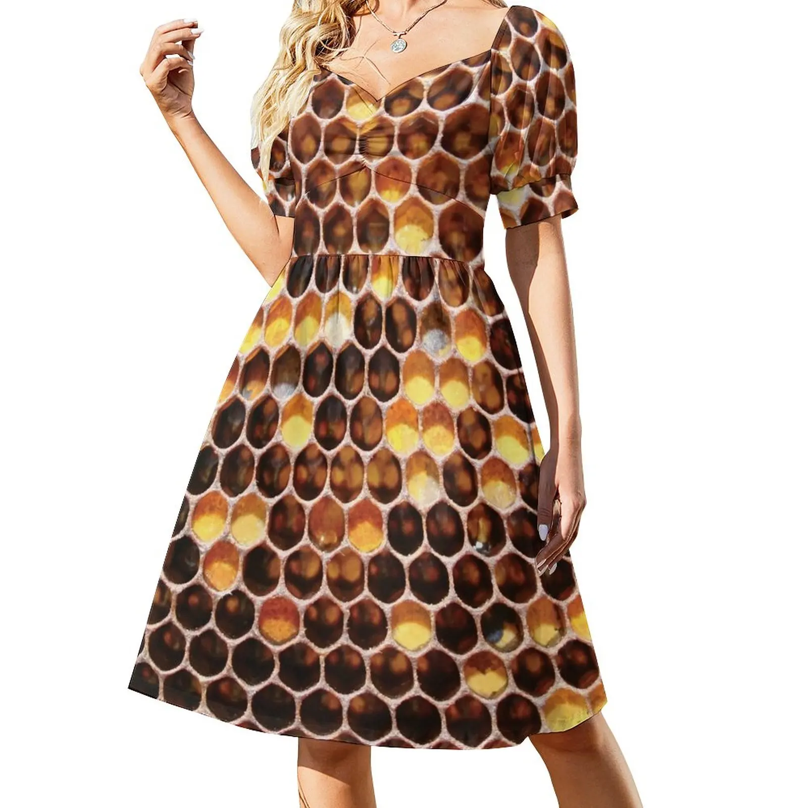 Honeycomb Print Dress birthday dress for women luxury 2023 Women's long dress