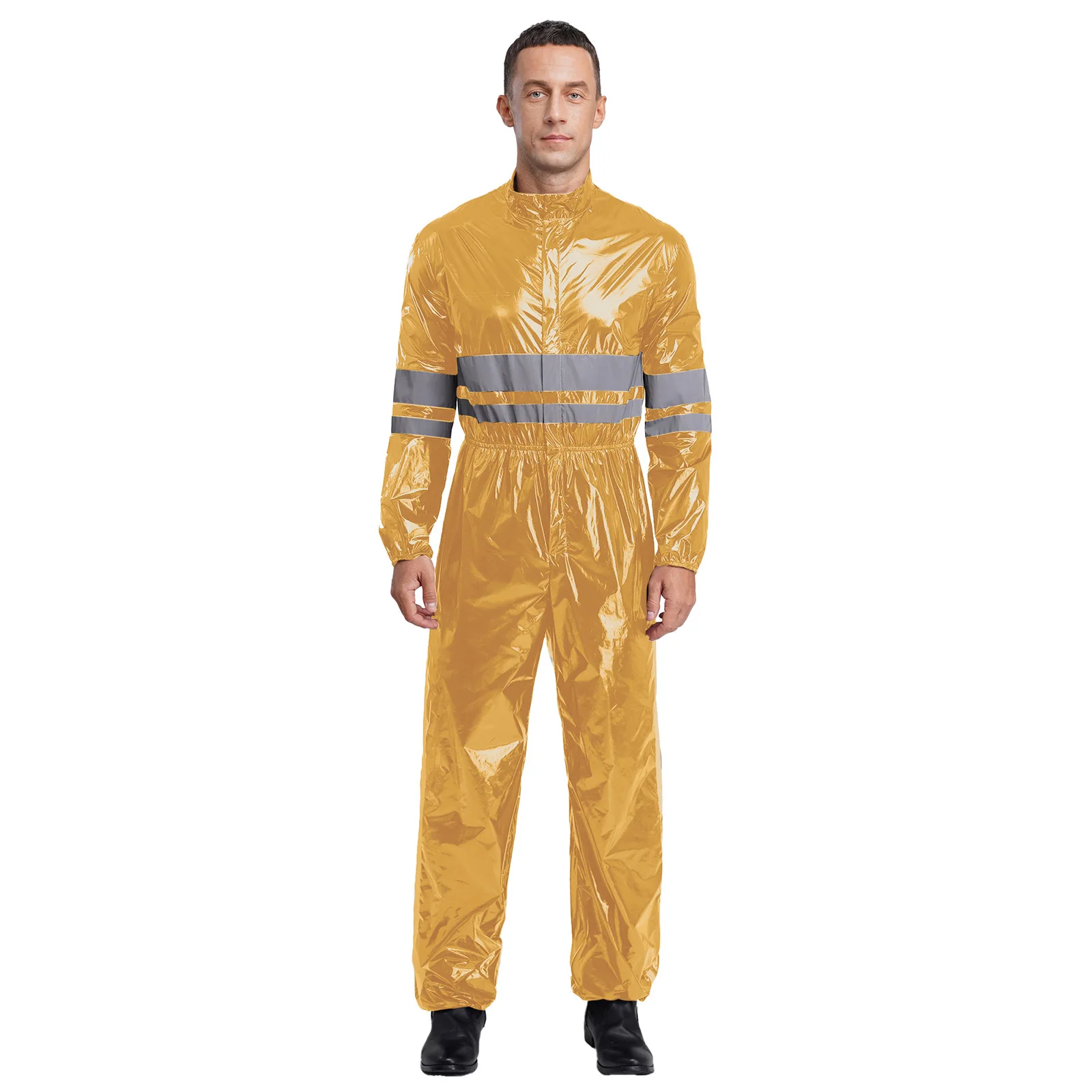 Men Jumpsuit Water Resistant Workshop Coveralls Overalls High Visibility Reflective Strips Zipper Factory Labor Working Jumpsuit