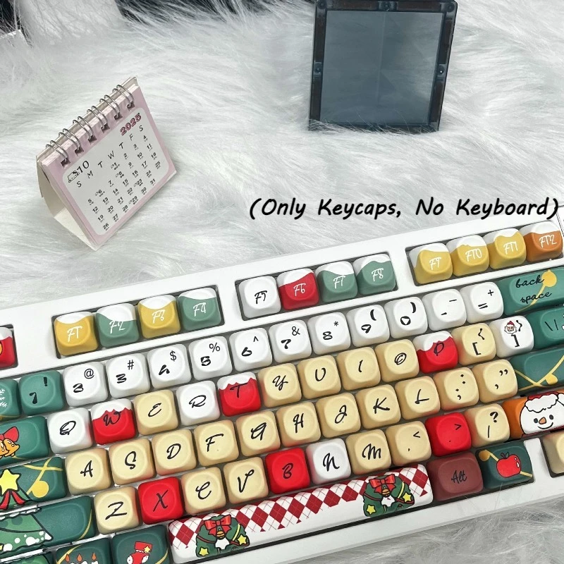 

Механические колпачки для клавиш, 129 клавиш, набор колпачков для рождественской тематики, материал PBT, сублимированный, износостойкий колпачок для клавиш, рождественский подарок