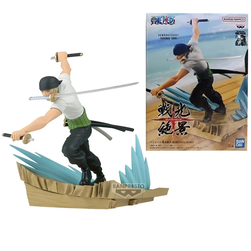 BANDAI Genuine One Piece SENKOUZEKKEI RORONOA ZORO DRACULE.MIHAWK Anime Action Figures Toys For Boys Girls Gift Model Ornaments