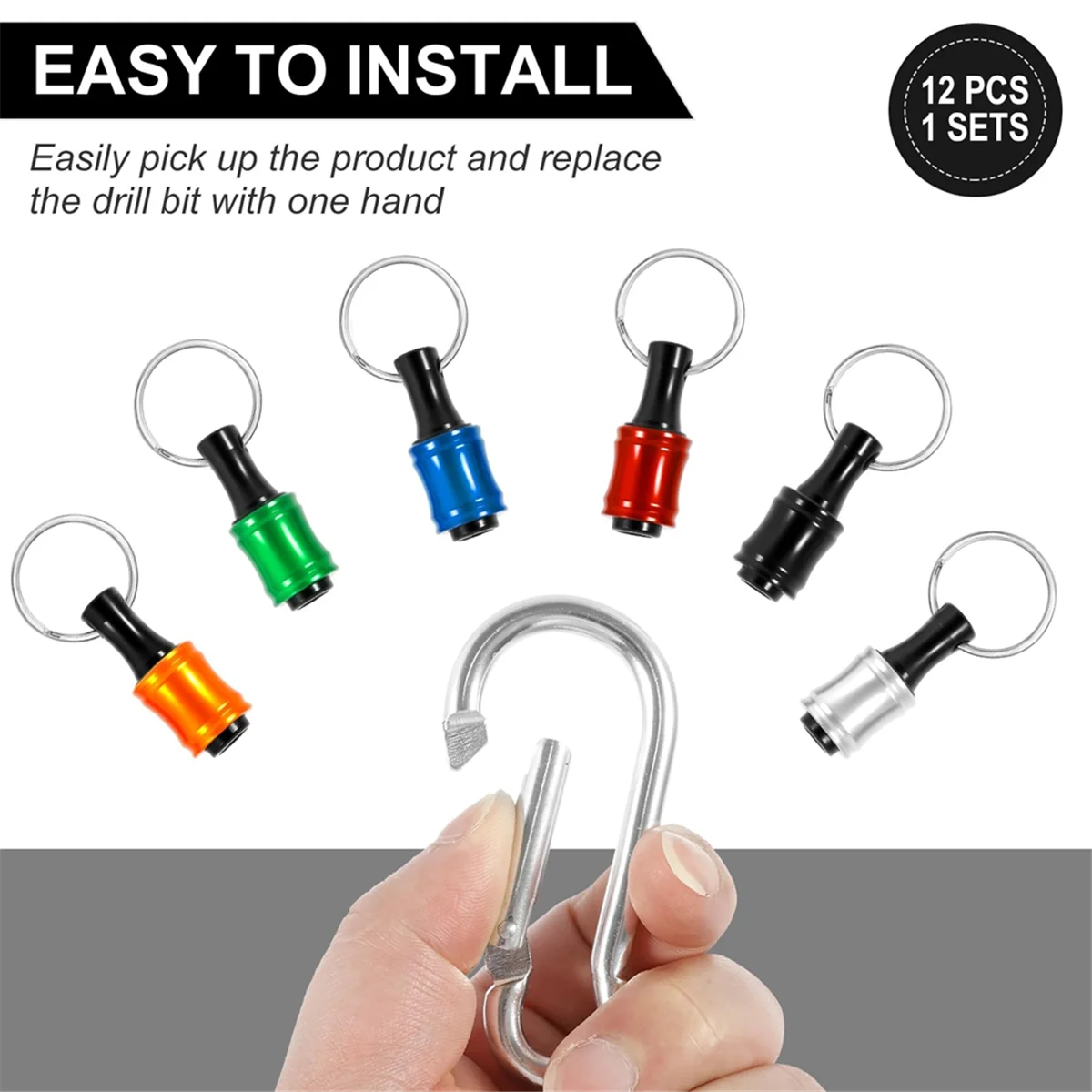 AAA87 12 шт., 1/4 дюйма, держатель отвертки с шестигранным хвостовиком, брелок для ключей, быстросменный удлинитель для дрели, брелок из алюминиевого сплава