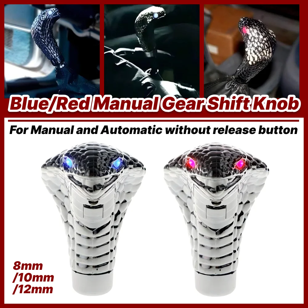 

Car Manual Gear Shift Knob Stick Led Eyes Chrome Cobra Snake Cool Shift Lever