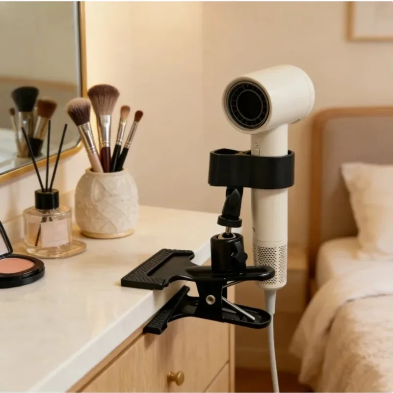 Soporte para Secador de Pelo de Mascotas, Rotación de 360 Grados, Soporte Metálico Ajustable con Abrazadera de Succión Antideslizante, para el Cuidado y Aseo de Mascotas