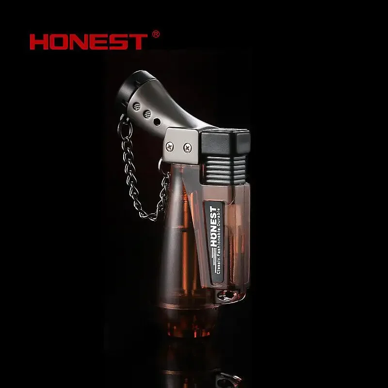 HONEST Large-capacity Straight Jet Torch Lighter Windproof Straight Blue Flame Cigar Lighter Portable Outdoor Lighters Smoking