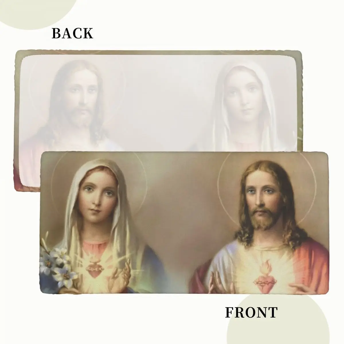 Sacred Heart Jesus Immaculate Mary Religious Poster Custom Rectangular Tablecloth Oilproof Table Cover for Festival Table Cloth