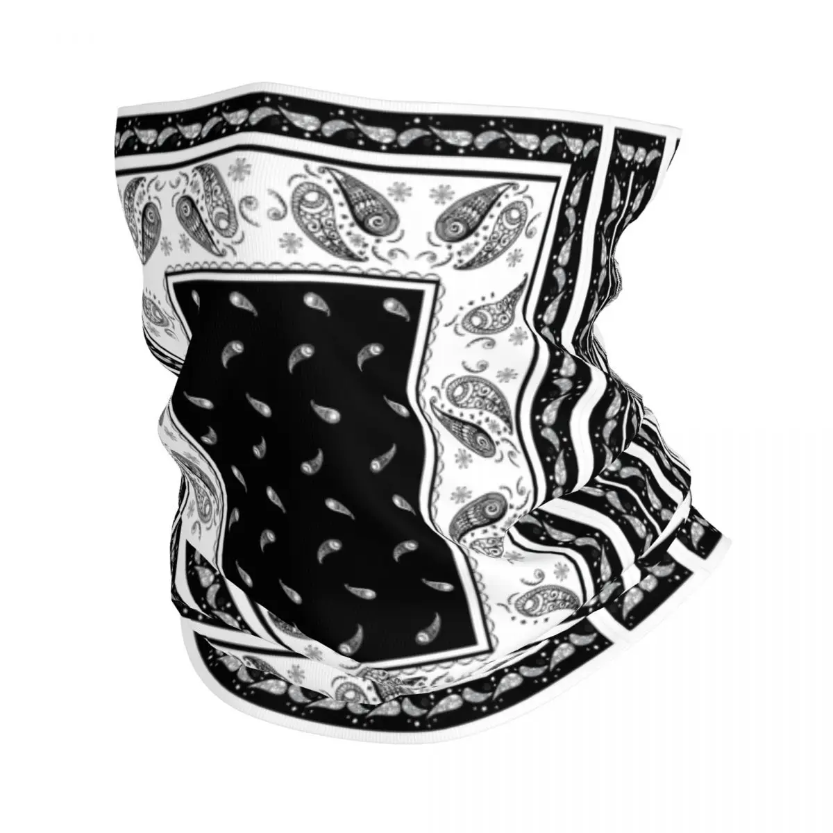 Custom Ethnic Bohemia Style Paisley Bandana Winter Neck Warmer Men Windproof Wrap Face Scarf for Ski Gaiter Headband