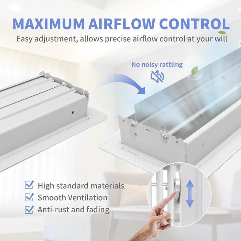 ABGR-4Inch X 10Inch Floor Register — сверхмощные стальные прогулочные напольные вентиляционные отверстия — легко регулируемый воздушный рычаг — вентиляционные крышки для дома