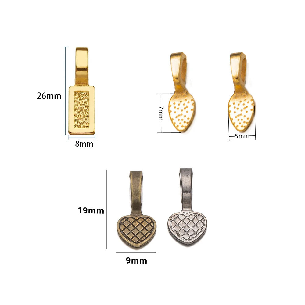 20/50Pcs Teardrop Heart Square Metal Pendants Cabochon Base For DIY Necklace Bracelet Jewelry Making Accessories Deco Parts Bulk