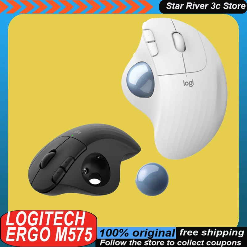 Logitech Ergo M575 Wireless Mouse Trackball Ergonomics Long Endurance Lightweight Customized Gaming Mouse Laptop Accessories