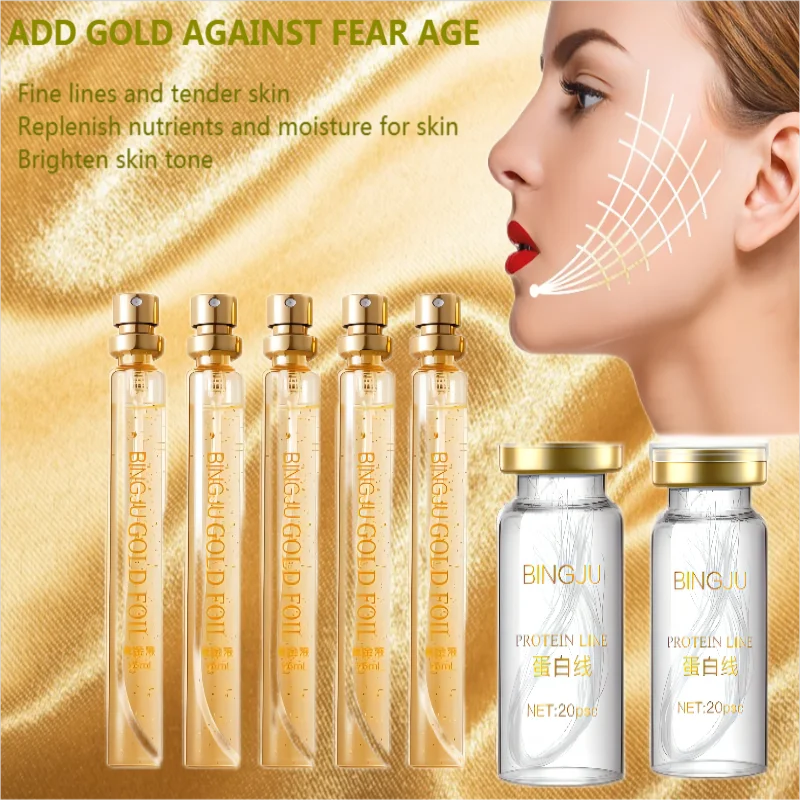 Korean Protein Thread No Needle Gold Protein Line Absorbable Anti-wrinkle Face Filler Women Beauty Care Skin Collagen Based