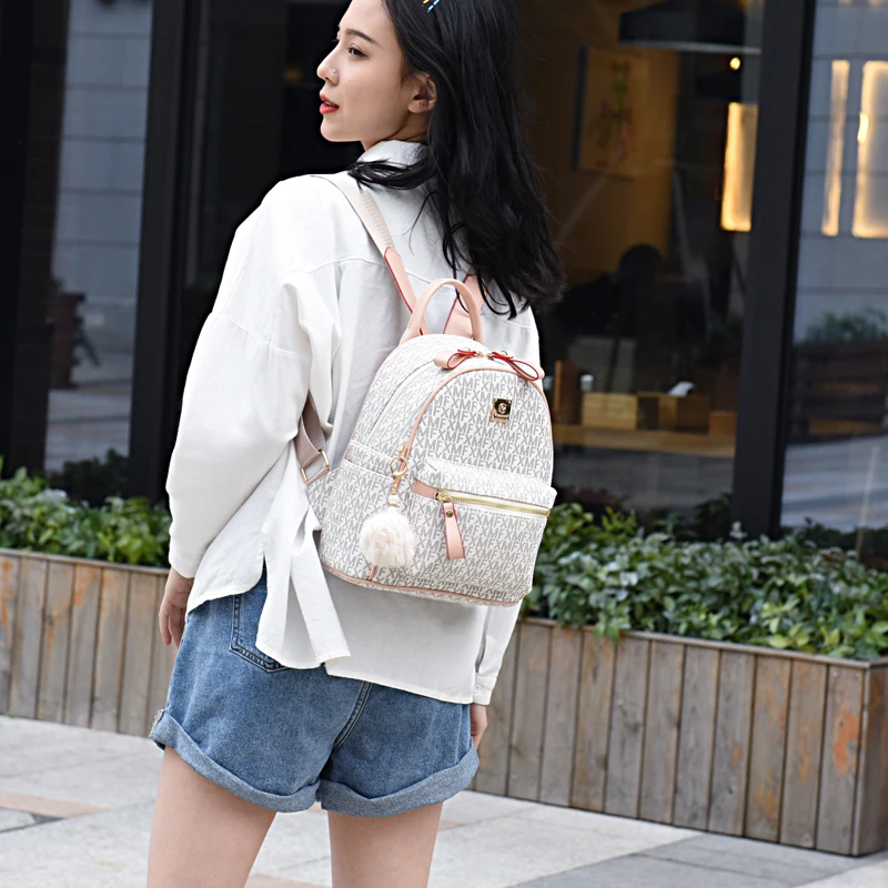 

Fashionable Korean Style Large Capacity Women's Backpack Travel Bag Student Bag Double Shoulder Bag PU Material Zipper Closure