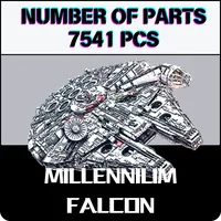 2025 New Galaxy 7541PCS With Stand Millennium Ship Falcon Star Ornament With Minifigures Christmas Birthday Gift For Adults Kids