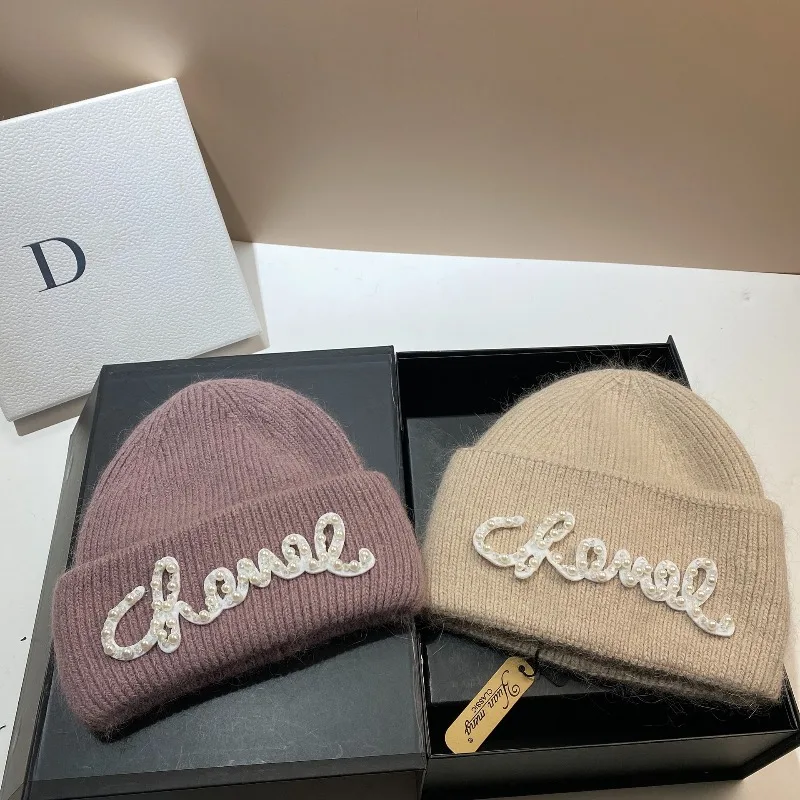 Bonnet ample 2025 pour femmes hiver chaud mélange de fourrure de lapin mignon tricot chapeau mode temps froid casquette doux extensible livraison gratuite ​