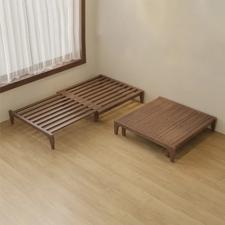 Solid wood sofa bed frame pulling simple single double folding tatami retractable sitting and lying dual-purpose push-pull bed f