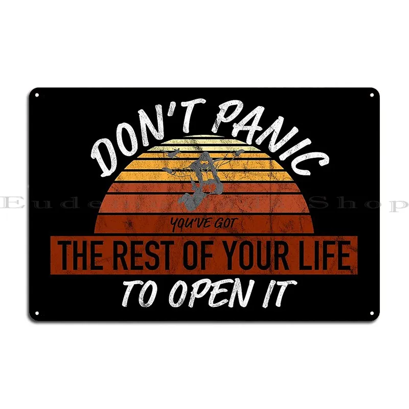 Dont Panic Funny Skydiving Metal Plaque Poster Party Cinema Designs Club Painting Tin Sign Poster