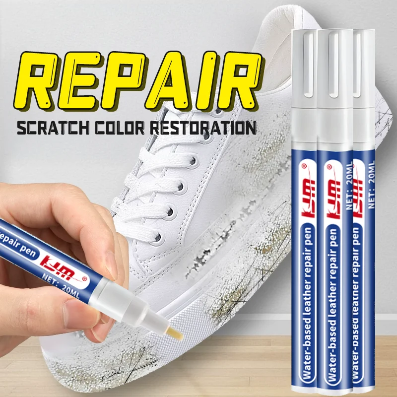 White Sneaker Repair Pen Shoe Touch Up Paint for Scuff Marks Restoration on Leather Canvas Shoes Quick Shoe Color Touch Up Tool
