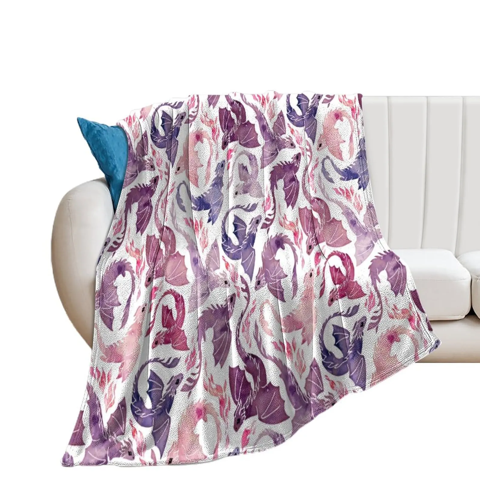 Dragon fire pink & purple Throw Blanket Thermal decorative Designers Travel Blankets