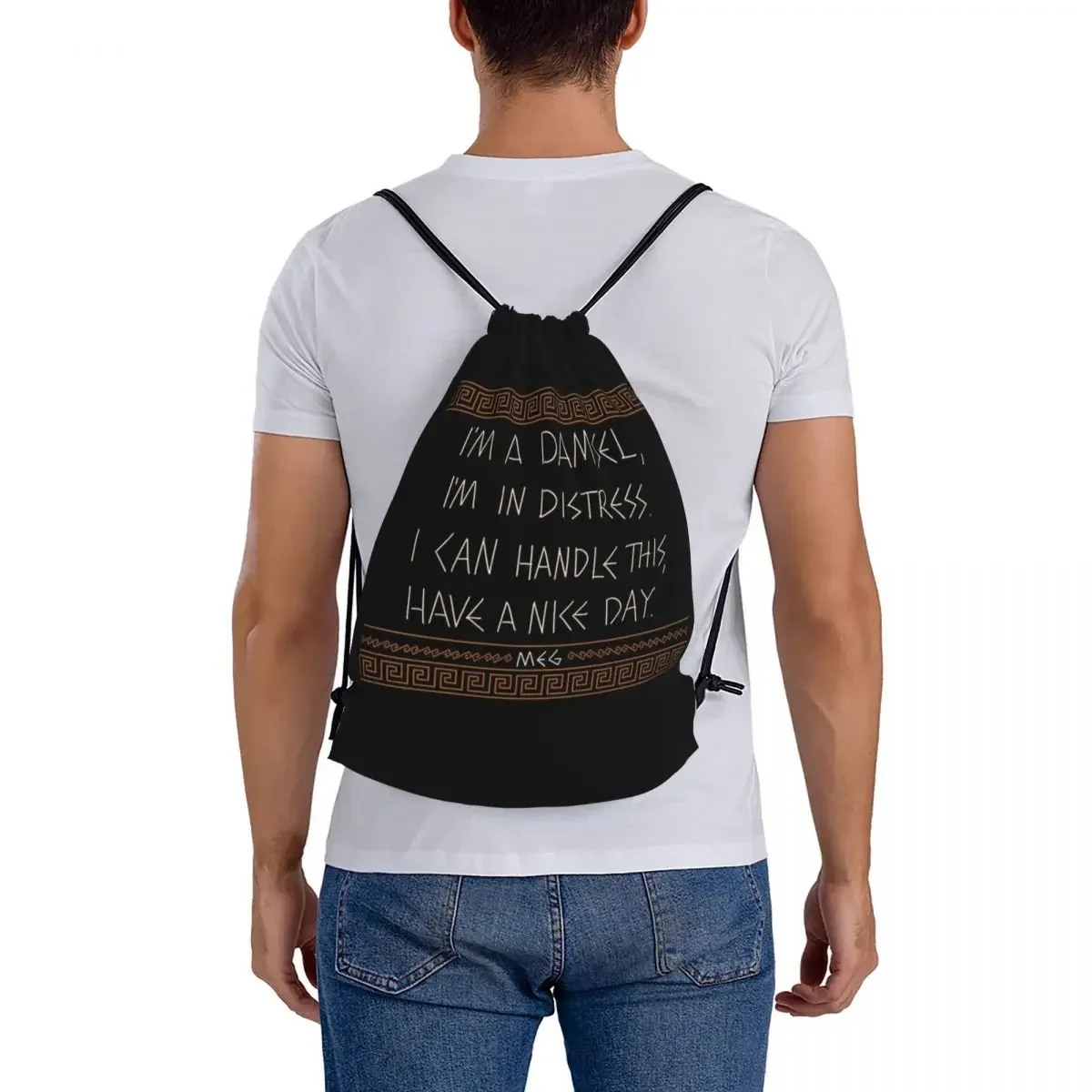 Mochilas pretas, sacos de cordão portáteis multifuncionais, bolso para pacotes, bolsa de artigos diversos para homens e mulheres, estudantes