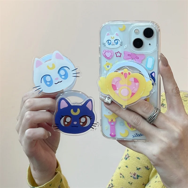 Cute Cat Luna Phone Case For iPhone 15 14 13 12 11 Pro Max Anime Sailors Moons Cover Magnetic Attraction Wireless Charge Cover