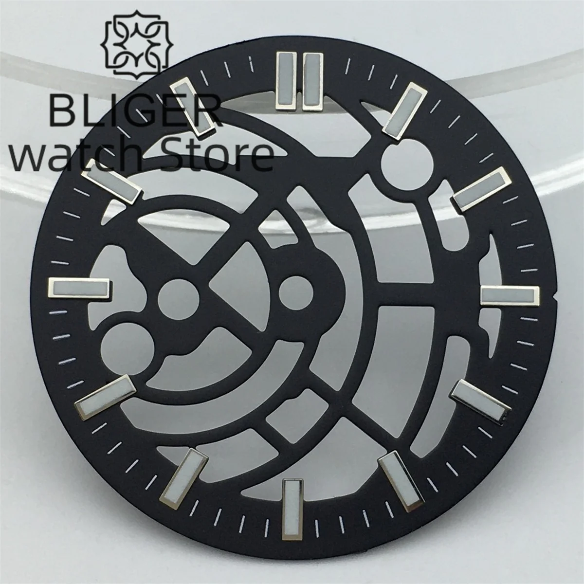 BLIGER-esfera luminosa negra de 31mm con movimiento NH70 NH72, piezas de repuesto para reloj de corona, 3 o 'clock/3,8 o 'clock/4,5 o 'clock