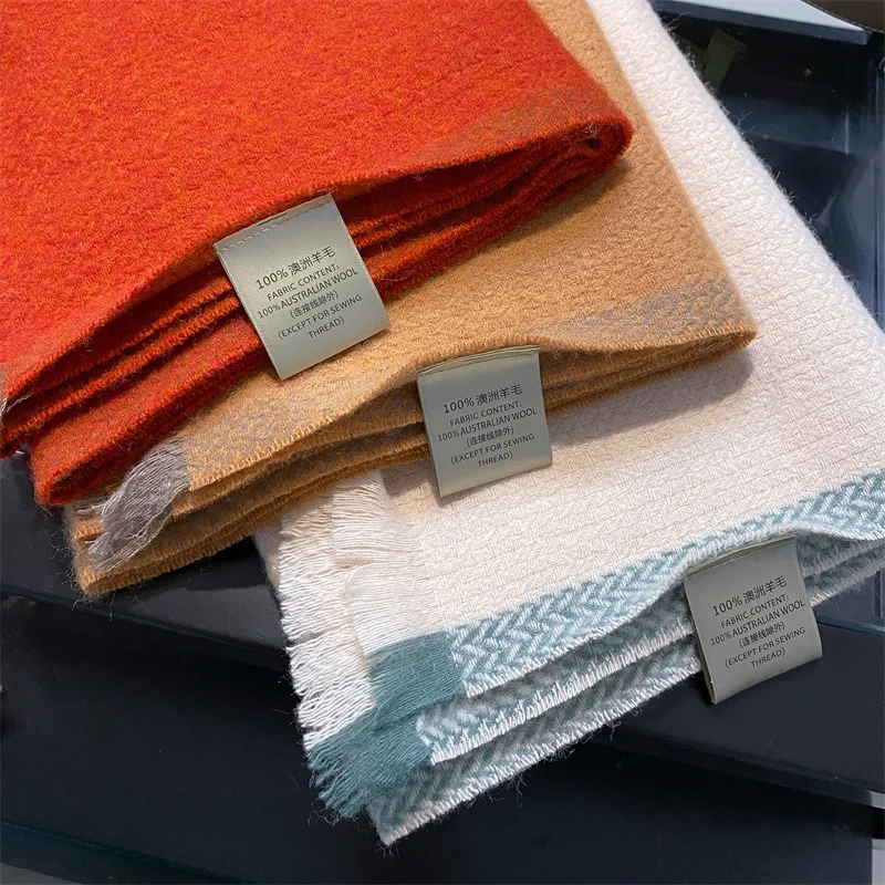 

100% wool winter warm scarf women's shawl dual-use soft thick fashionable versatile scarf women