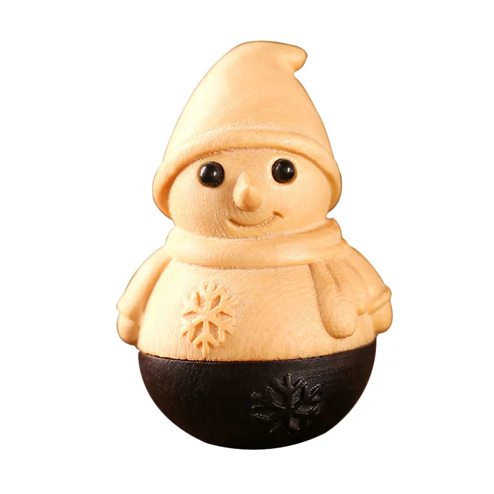

Tumbler naments Home Office Decor Desktop Toy Safe Reliable Long Lasting Wooden Craft Gift Snowman Cartoon