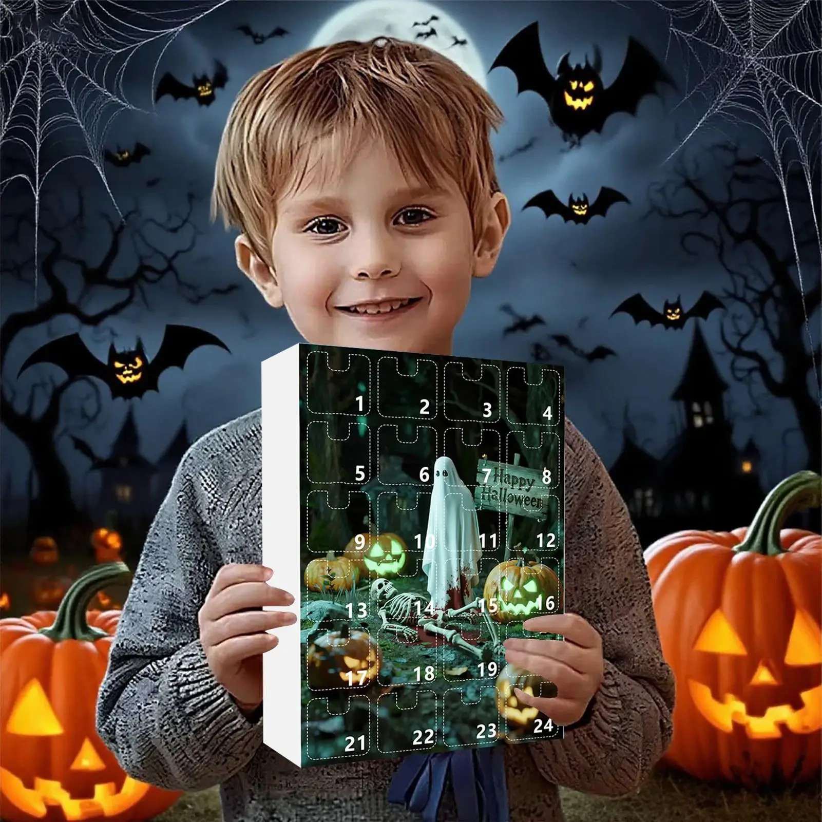 

Halloween Advent Countdown Calendar Scary Statue Decor For Shelf 24-day Advent Halloween Statues Resin Figurines For Shelf
