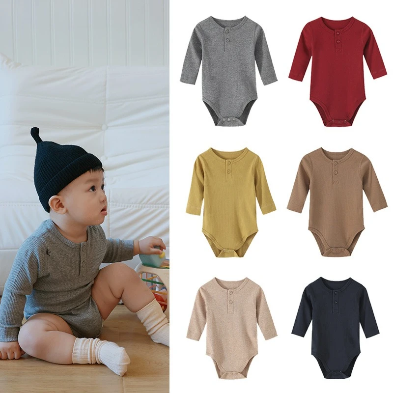Children's One-piece Suit Modal Long-sleeved Bottom Romper Newborn Boys and Girls Baby Boneless Spring and Autumn Crawling Suit