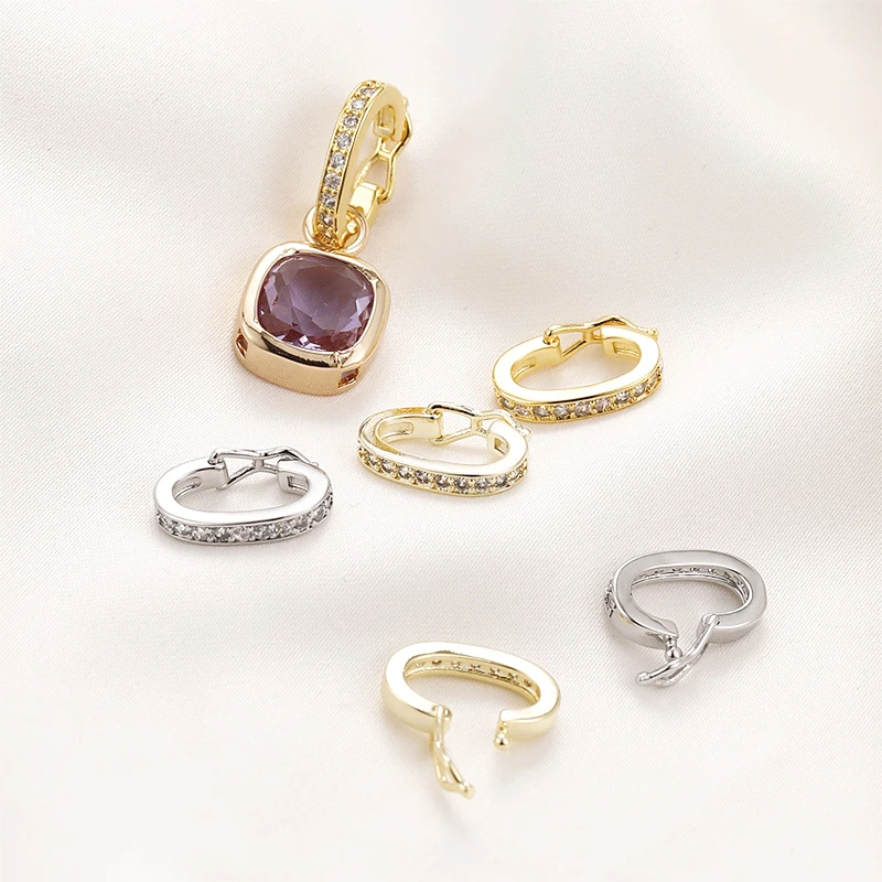 

2 шт., медь, 14-каратное золото, инкрустированный бриллиантами, универсальный кулон с цирконом, пряжка, сделай сам, ювелирные изделия ручной работы, пряжка, аксессуары, материал