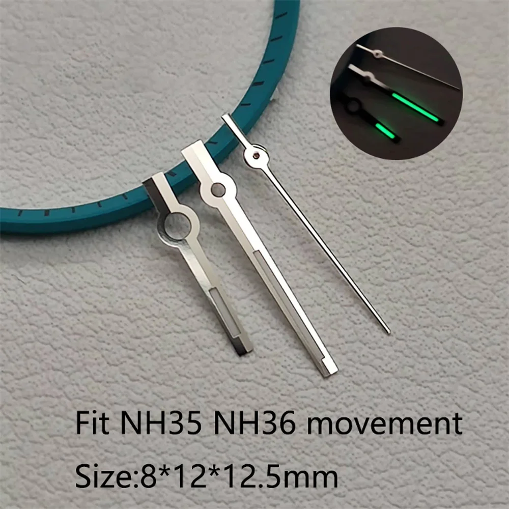 8*12*12.5mm NH35 Watch Accessories Hand for NH35 NH36 Movement Watch Needle Hands for Datejust Green Luminous Silver Gold