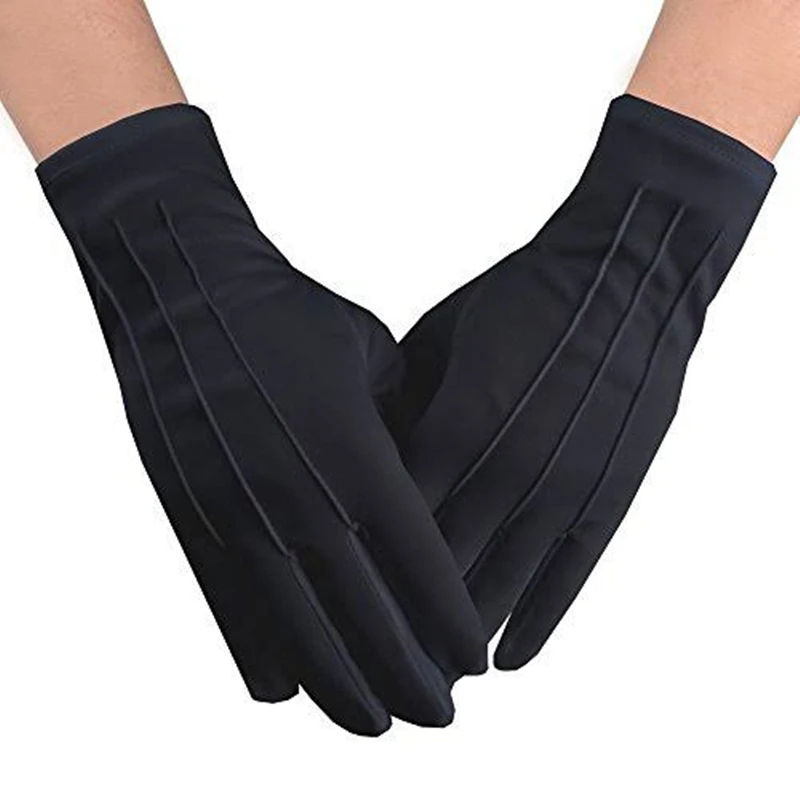 4PCS Black Cotton Gloves Formal Tuxedo Honor Guard Uniform Gloves for Police Server Funeral Parade Costume Coin Jewelry Silver