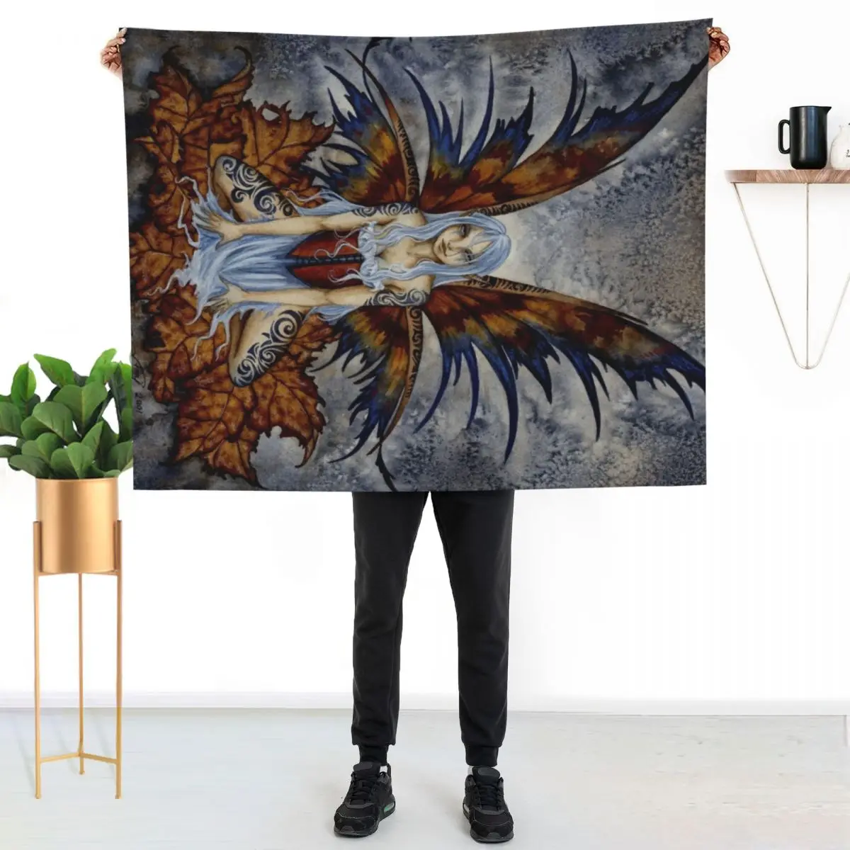 Tattooed Fairy Throw Blanket Thin valentine gift ideas Shaggy Vintage Personalized Gift Sofa Quilt Blankets