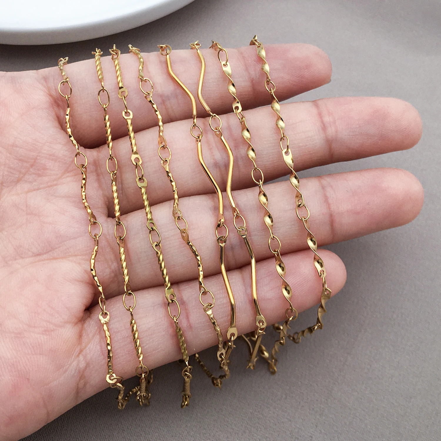 1m Stainless Steel Genuine Gold Electroplating Twisted Necklace Chain Bulk Brass For Jewelry Making DIY Materials Supplies view 3