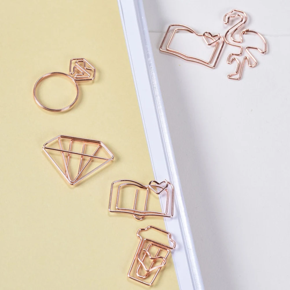 

24Pcs Rose Gold Paper Clips Coffee Cup Shaped Fun Delightful Office School Supplies Bookmarks Notes