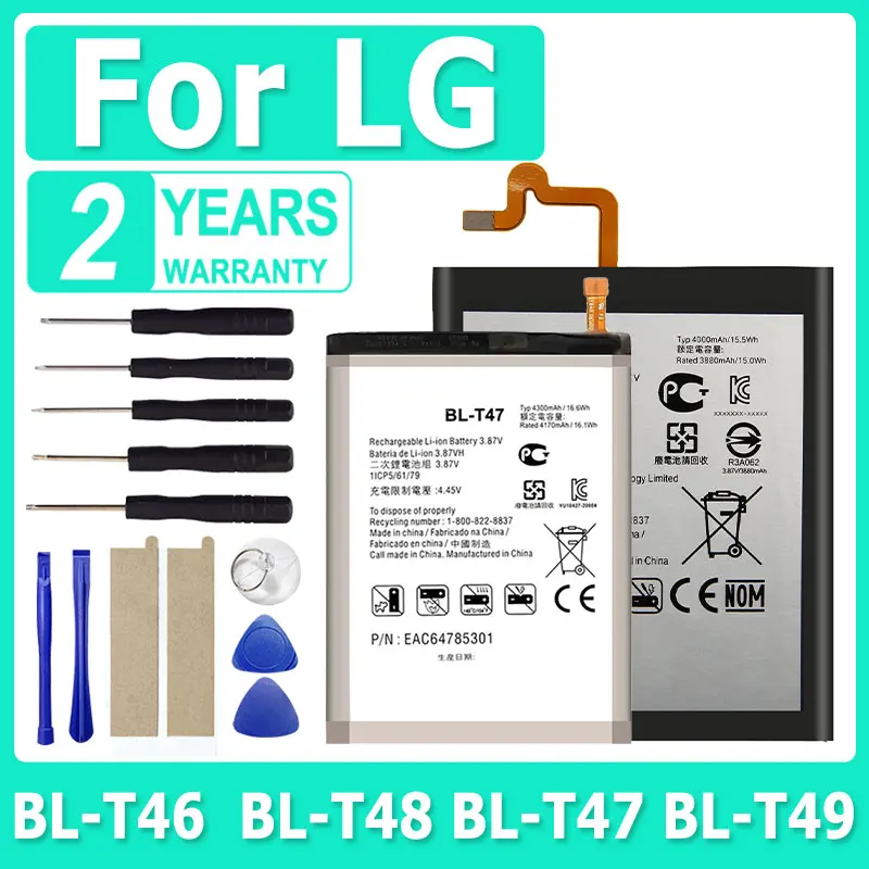 

High Quality BL-T47 BL-T46 BL-T49 BL-T48 Batteries For LG V60 ThinQ LMV600VM STYLO 6 LM-Q730MM K510 K51S LM-K410BMW LM-K51+Tools