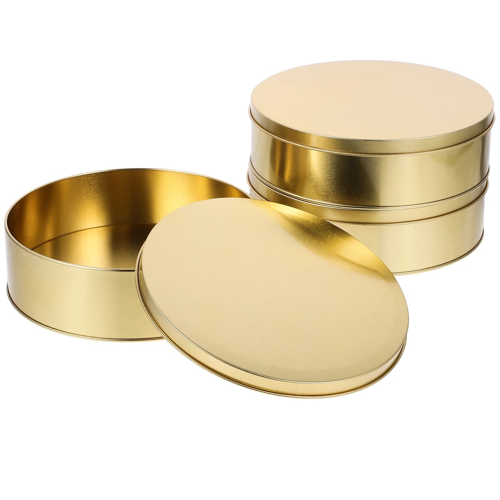 

3pcs Round Tinplate Cookie Tin Candy Biscuits Treat Box Small Gift Case Holiday Party Favor Cookie Tin With Lid