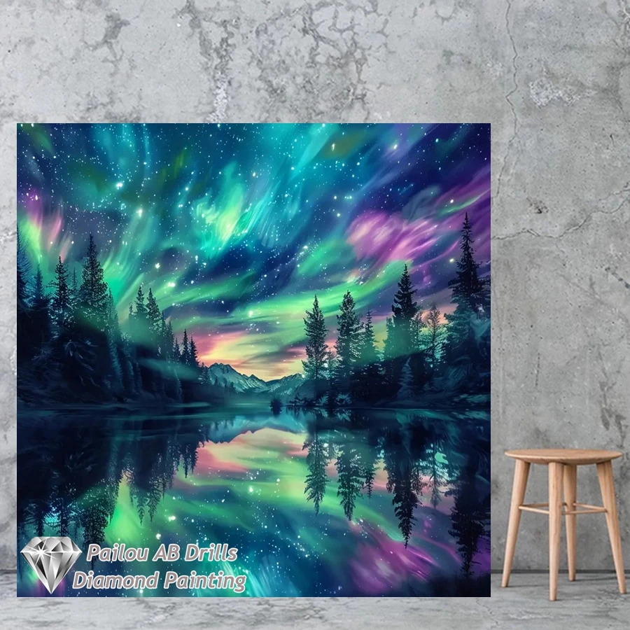 Wunderschöne Aurora AB Diamant Malerei Kits Landschaft Foto Kunst 5d Diy voller Bohrer Mosaik Kreuzstich Stickerei Home Decor Geschenk