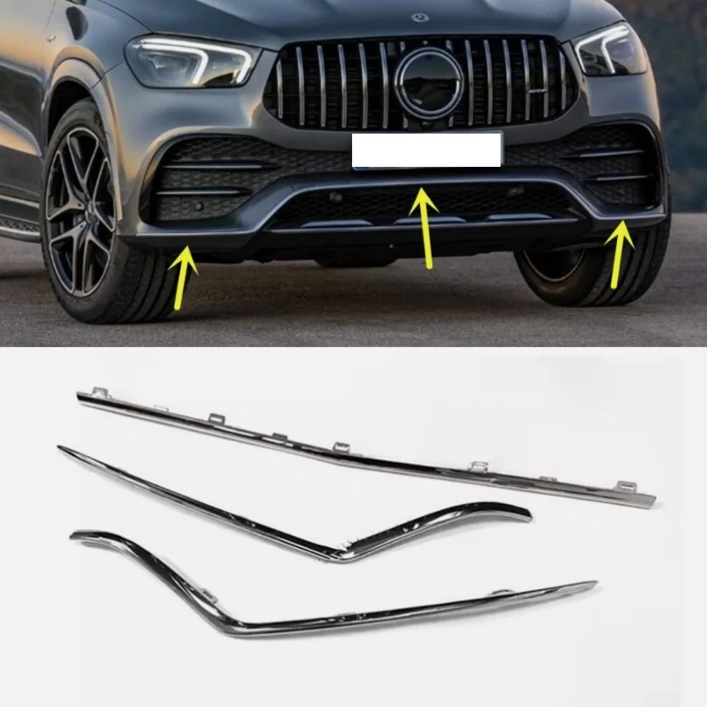 Front bumper chrome decorative strip A1678854505 A1678856803  A1678856903 For Mercedes Benz GLE-Class W167  GLE350 450 2020-2022