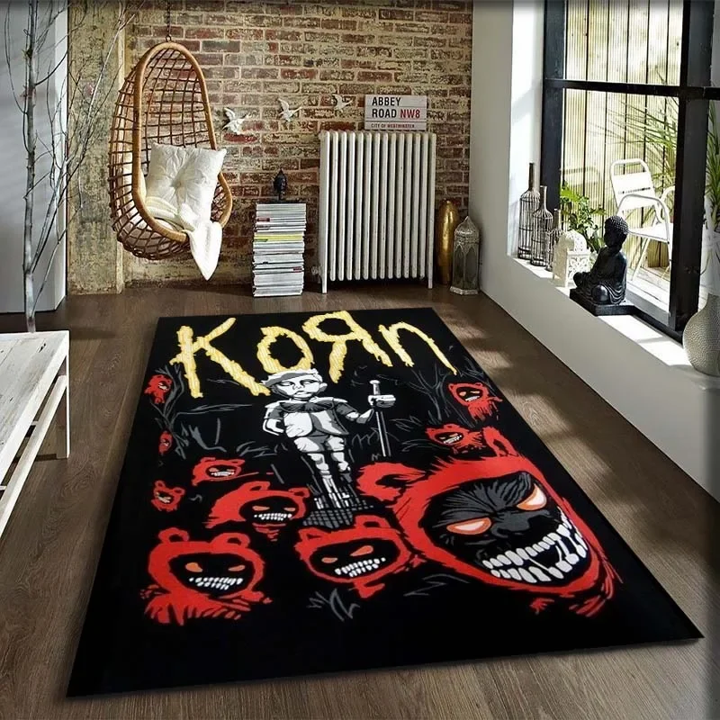 Famous Rock Band Korn Logo Carpet Living Room Bedroom Beautiful Carpet Non-slip Carpet Photography Props Birthday Gift Room Rug