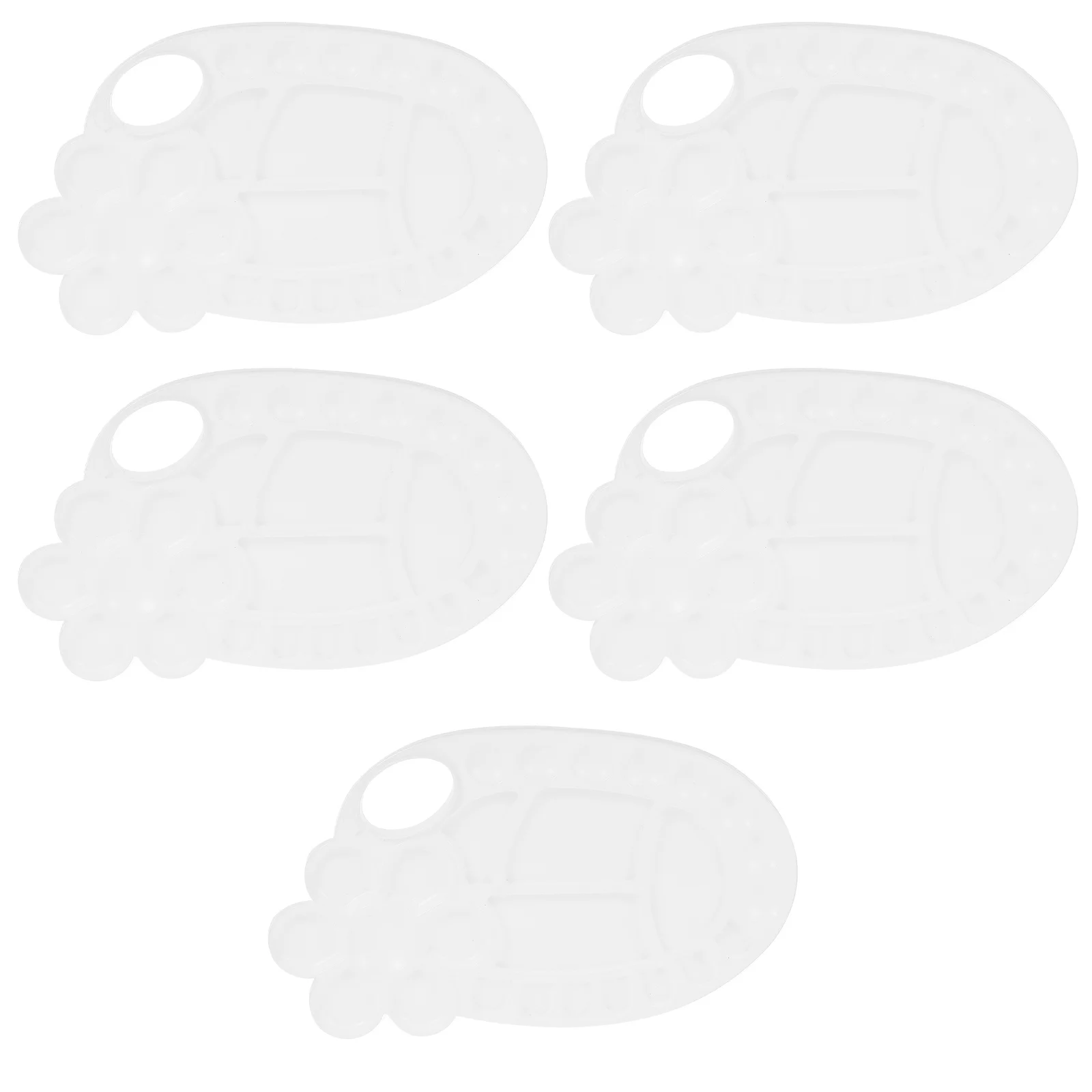 5Pcs Oval Plastic Painting Trays Small Lightweight Durable Color Mixing Boards Essential Painting Accessories Color Mixing Board