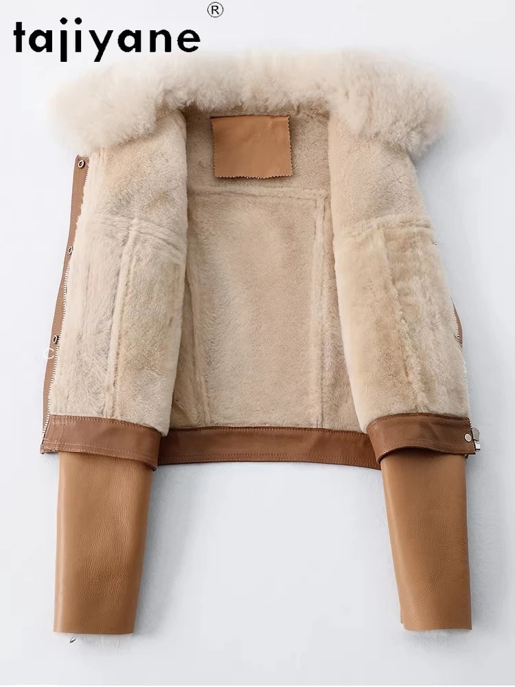 เสื้อแจ็คเก็ตขนแกะแท้ 100% ยี่ห้อ TAJIYANE พร้อมขนแกะติดตัว เสื้อโค้ทขนสั้นแฟชั่นสำหรับผู้หญิง เสื้อโค้ทขนสัตว์แท้สำหรับฤดูหนาว เสื้อผ้าผู้หญิง