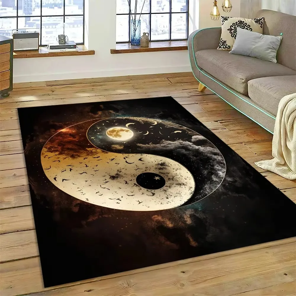 3D Naturalize Yin and Yang Chinese Tai Chi Carpet Rug for Home Living Room Bedroom Sofa Doormat Decor,Kids Area Rug Non-slip Mat