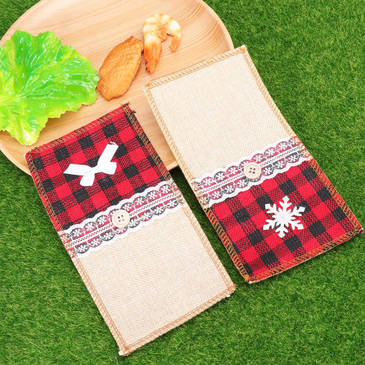 

6Pcs Burlap Lace Cutlery Pockets Silverware Holders Rustic Tableware Bags Reusable Washable Perfect for Wedding Birthday