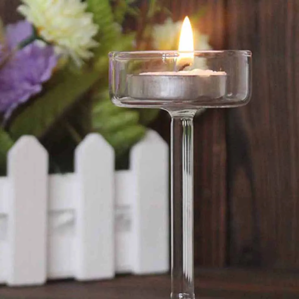 

11.5cm Glass Holder European Style Goblet Design Blown Glass Stand Home Bar Party Decor Tea Light Holder Sturdy