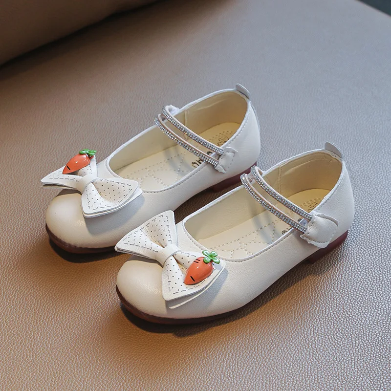 Chaussures en cuir avec nœud pour petites filles, chaussures d'école plates pour enfants, robe de soirée princesse, mariage, mode automne et printemps, 3 à 12 ans, 2024