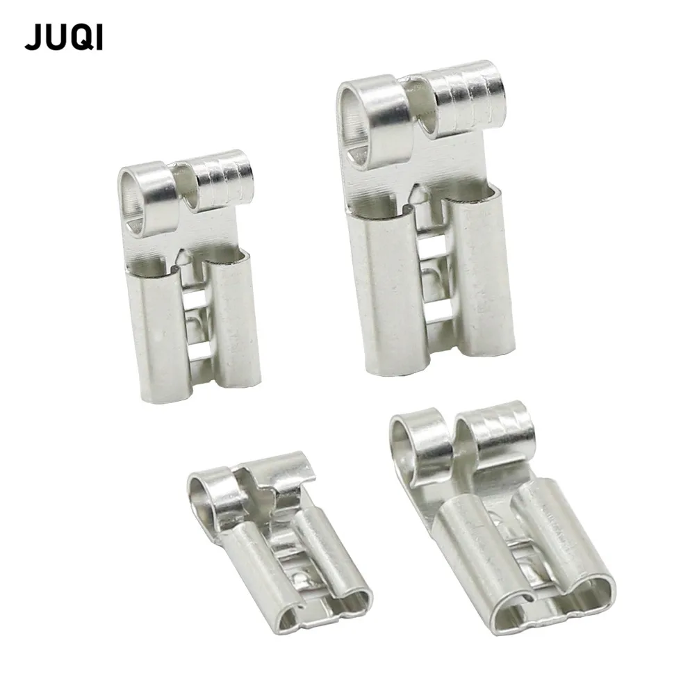 DJD031-2 Mosiężny zacisk zaciskany Żeńskie złącze widełkowe Kąt zginania Kołki wtykowe gniazda samochodowego 4,8 mm / 6,3 mm Złącze wtykowe