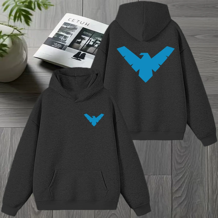 2025 Neuer Persönlicher Nightwing-Druck Herbst-Winter-Hoodie für Männer und Frauen, Harajuku Cartoon Fleece-Sweatshirt, Unisex Fleece-Pullover – Detail 9