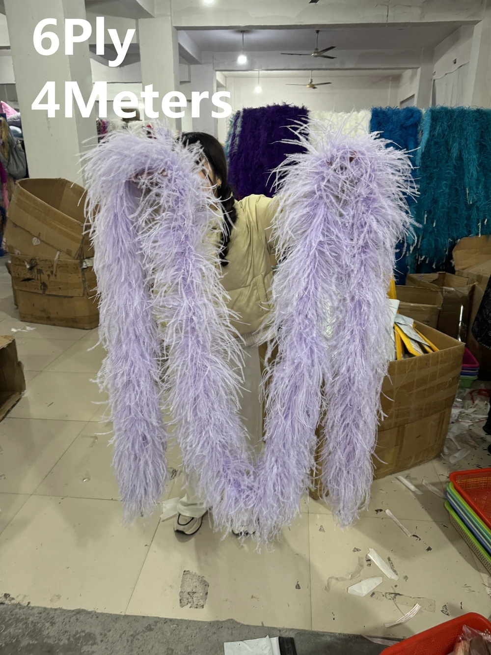 

Customized Ostrich feather boa Trim 4 Meters Fluffy Ostrich Decor Plumas Boa Shawl for Costume Wedding Dress Sewing Accessory