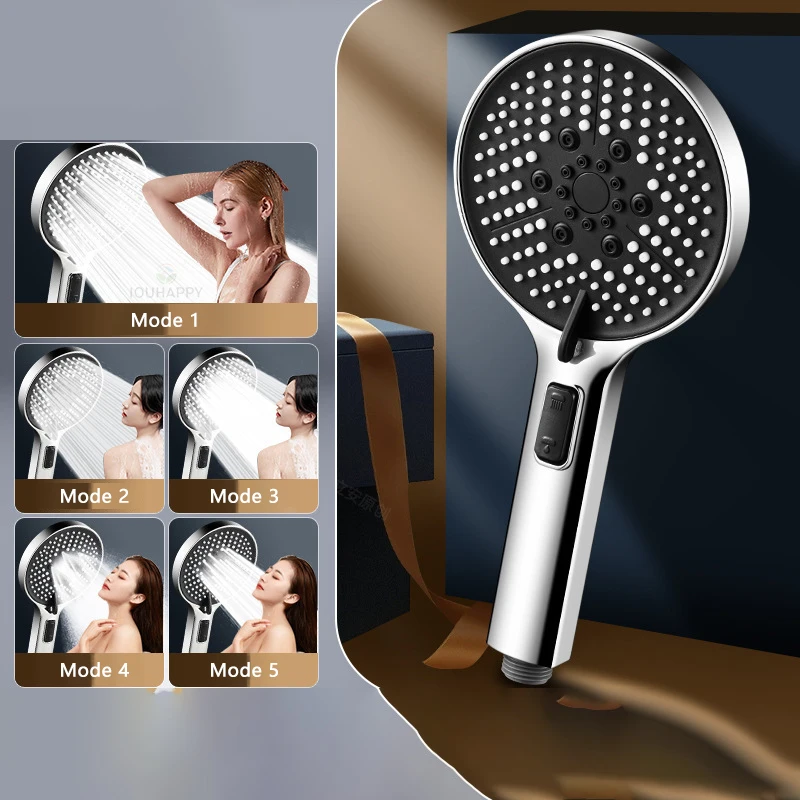 

5 Jet Modes Shower Head High Pressure Big Panel Shower Head Spray Large Water Outlet Nozzles Shower for Bathroom Accessories